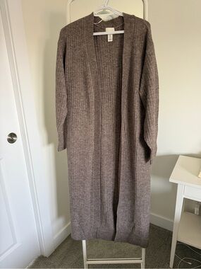 H&M Long Ribbed Open Front Knit Cardigan